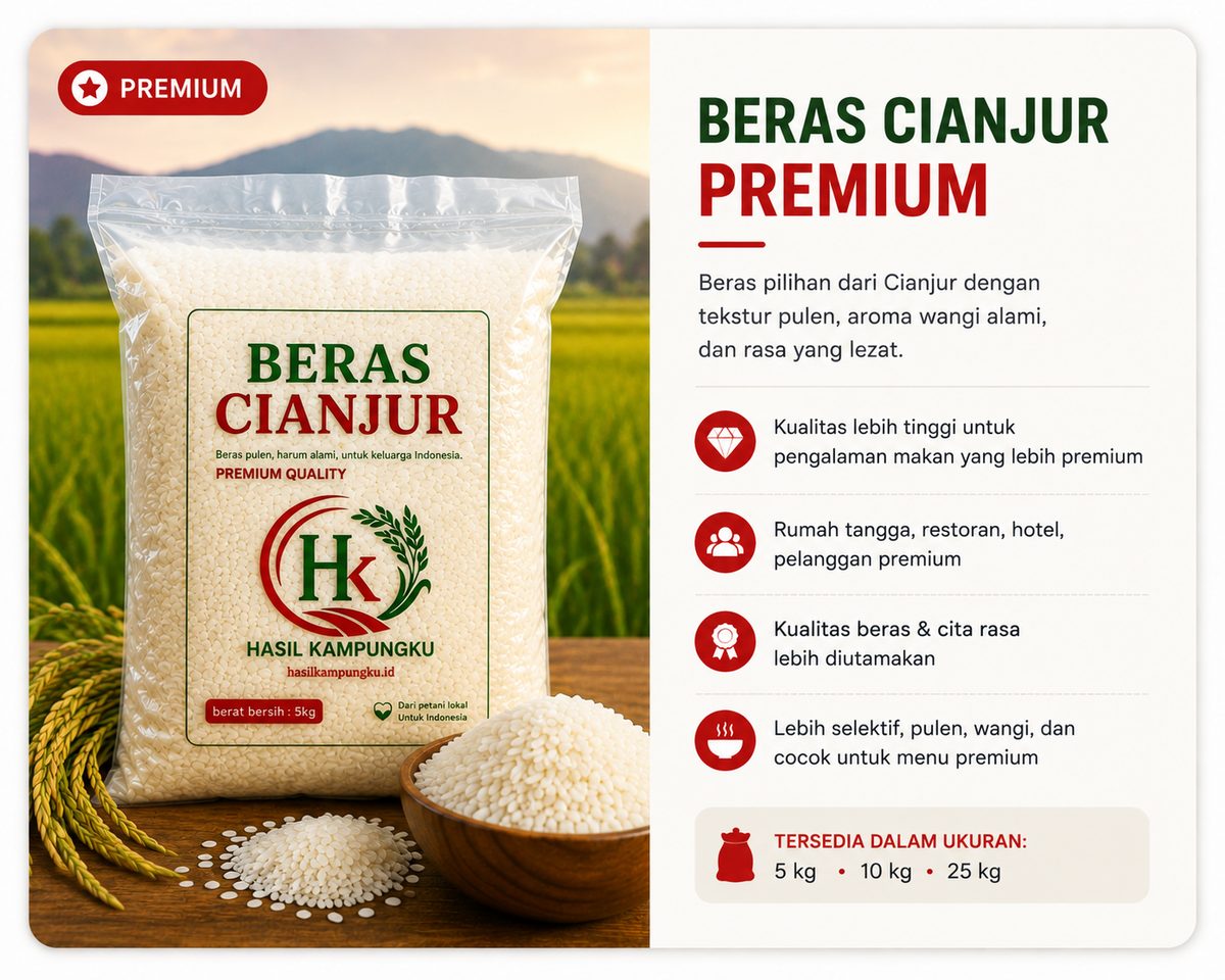 Beras Cianjur Premium — kemasan 5kg dari Hasil Kampungku
