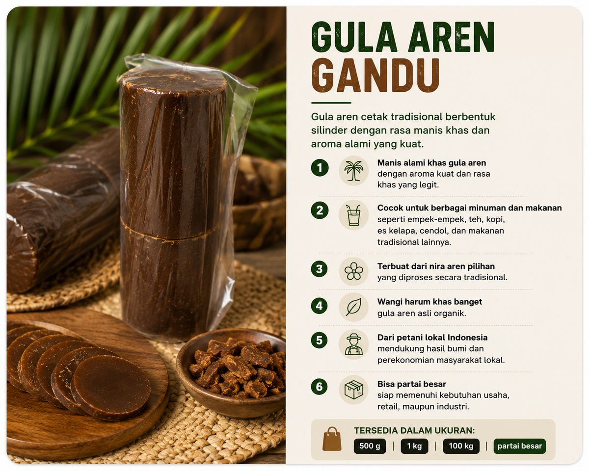 Gula Aren Gandu — cetak silinder tradisional dari Hasil Kampungku